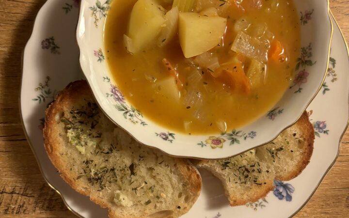 rustic tomato soup with grilled sourdough